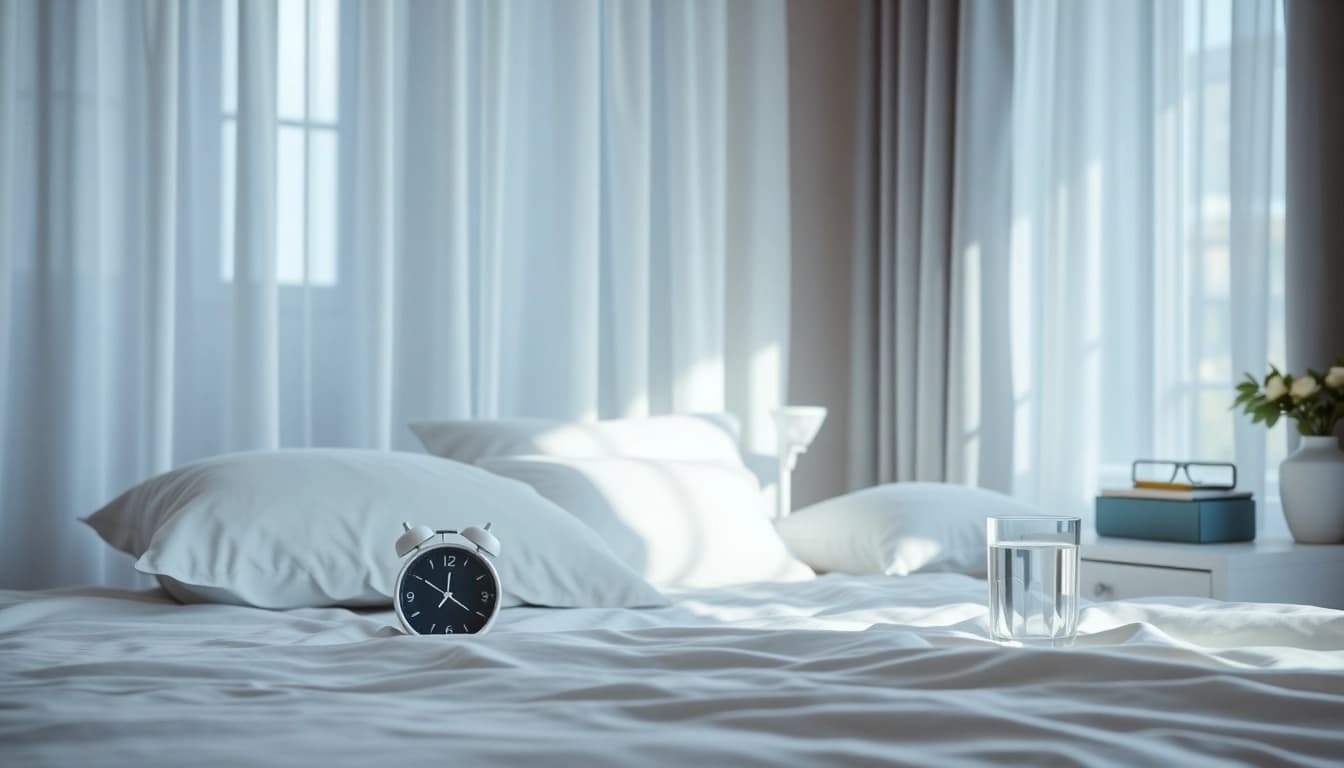 Enhance your Sleep lean routine with a serene bedroom ambiance encouraging restful sleep.