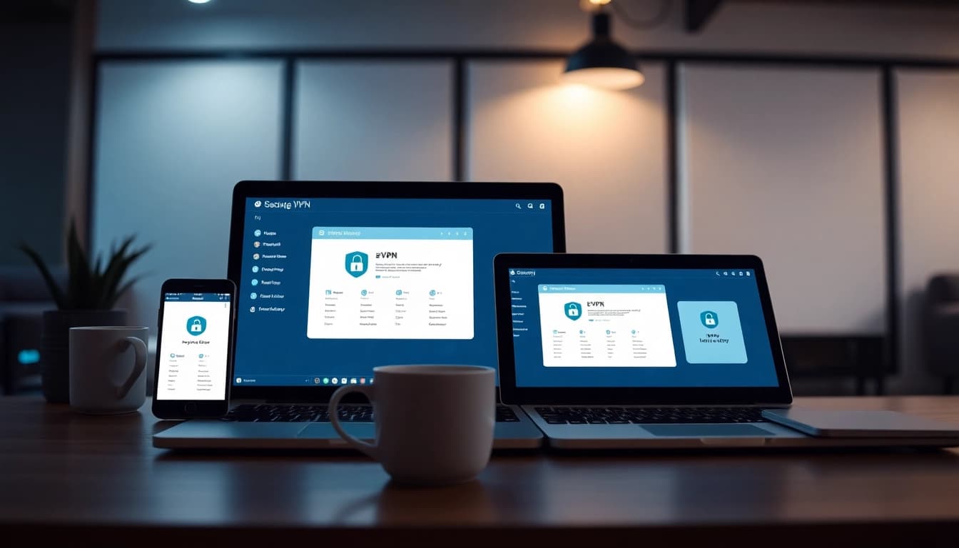 快连VPN provides seamless connectivity and user-friendly interface across devices in a digital workspace.
