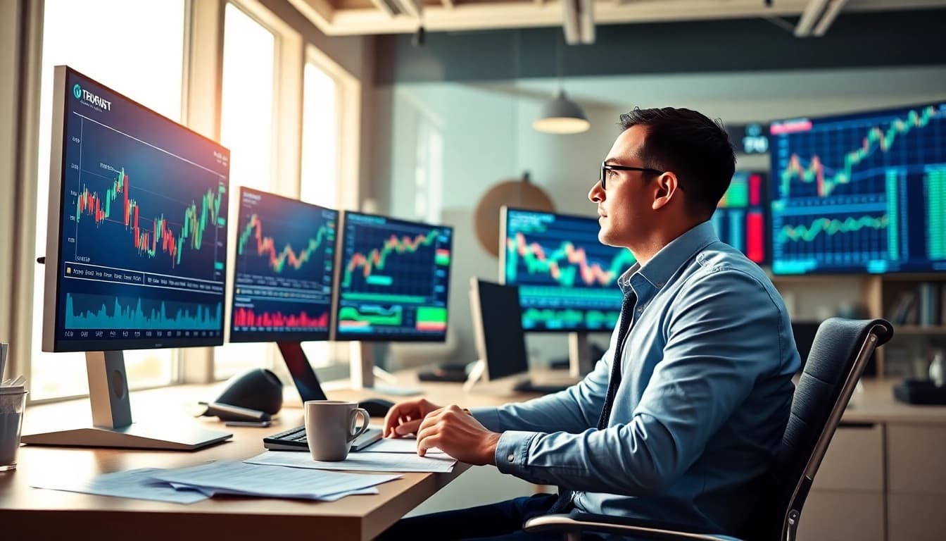 تداول الأسهم عبر الإنترنت في المملكة العربية السعودية مع تاجر محترف يحلل الأسواق المالية.