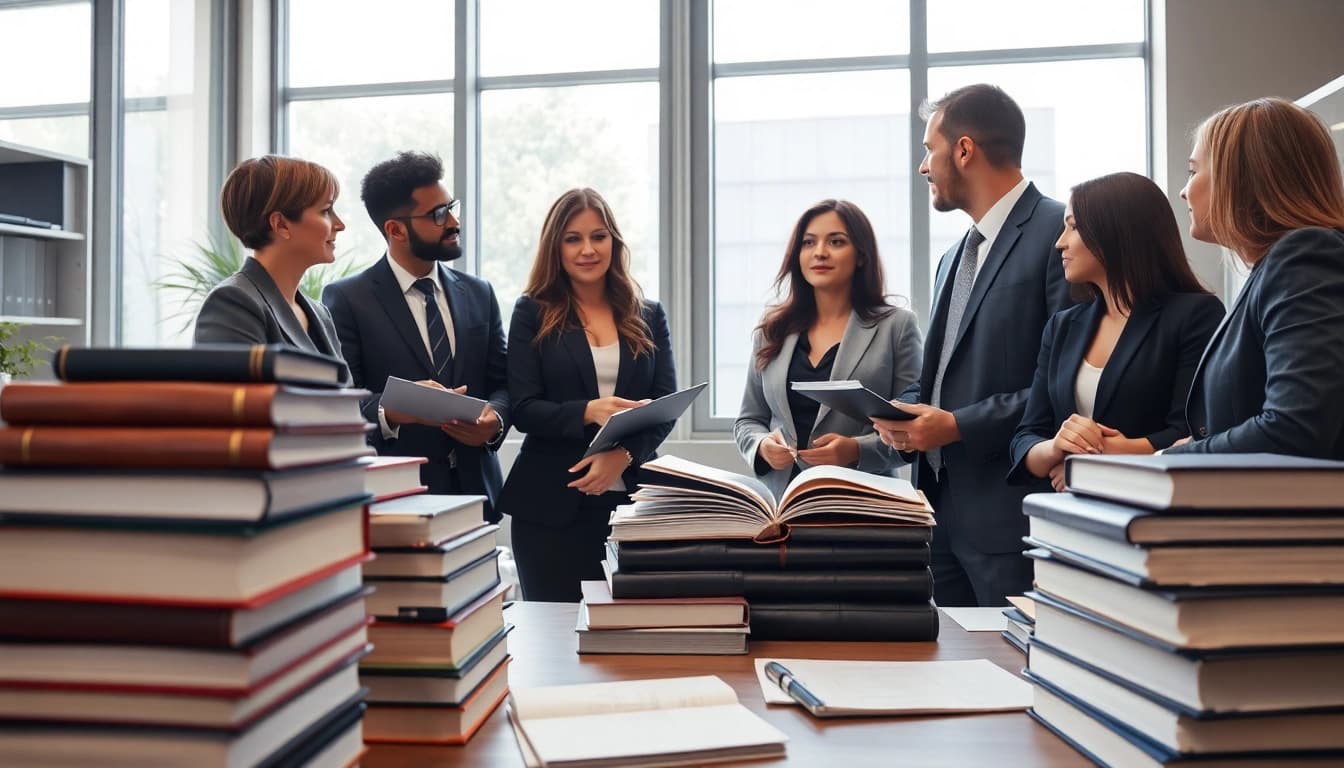 Consultation at https://www.ihavealawsuit.com showcasing lawyers collaborating in a bright office.