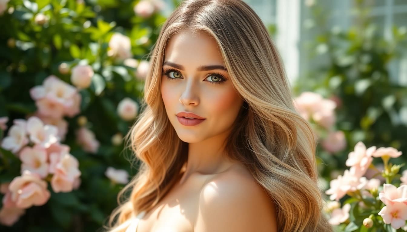 Showcasing invisi edge clip in hair extensions blended naturally into wavy hair.