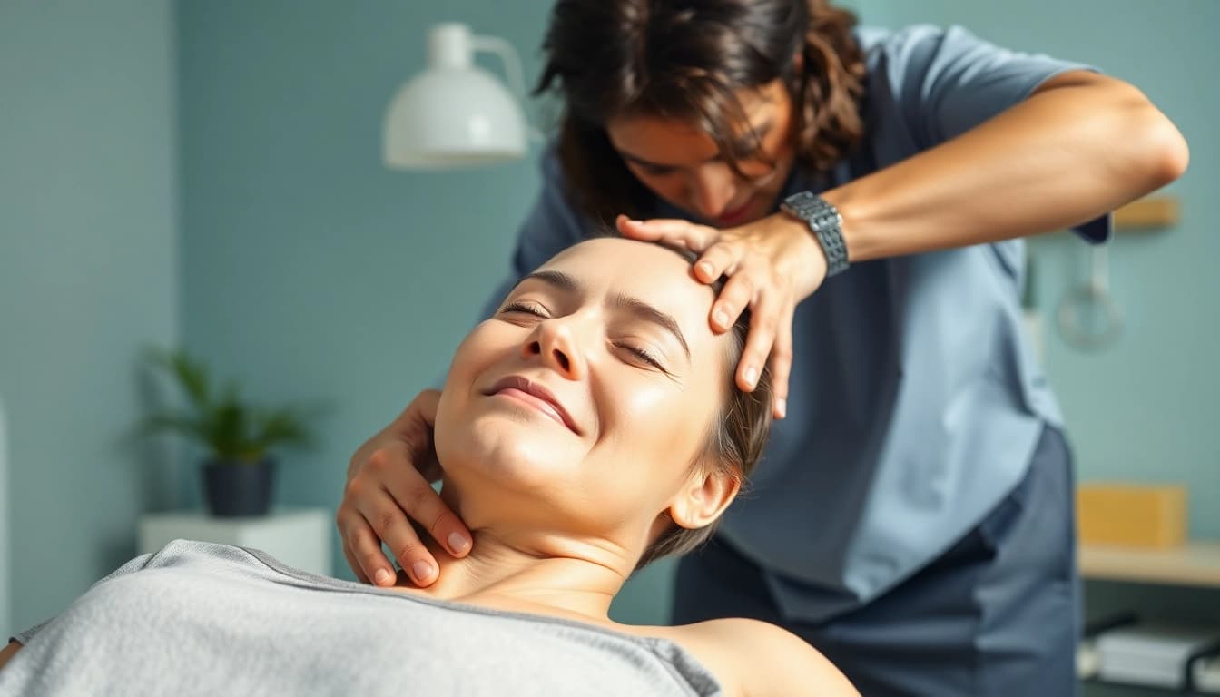 Physiotherapie Stuttgart: Professionelle Physiotherapeutin behandelt einen Patienten in moderner Praxis.