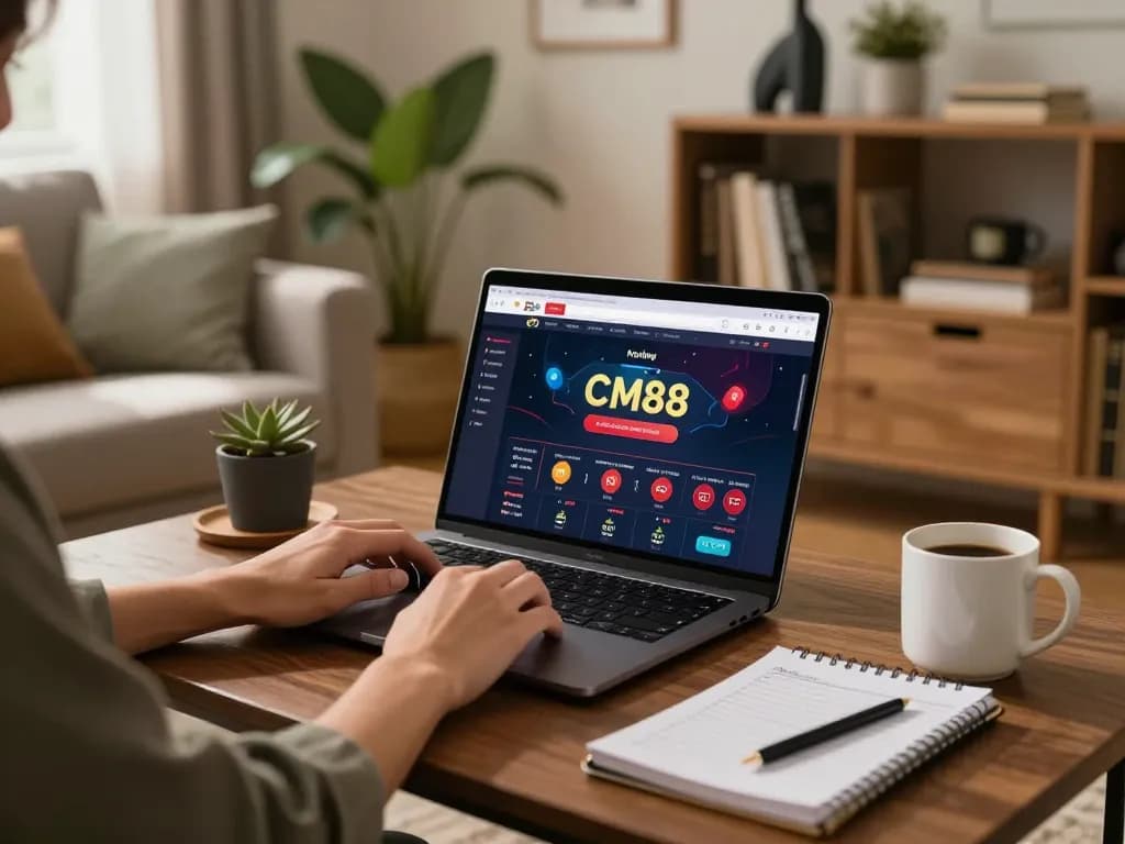 Engaging with the CM88 homepage for online betting in a cozy home environment