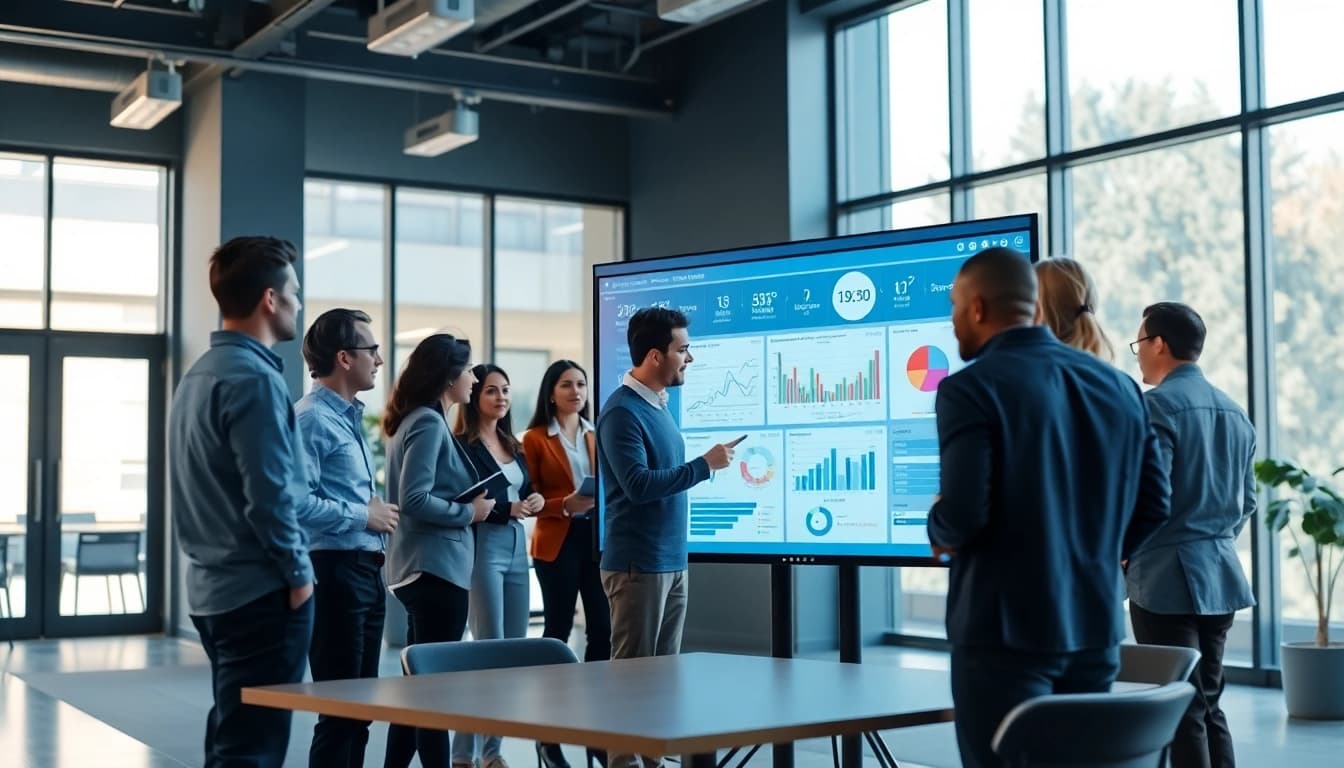 Efficient team collaboration on an enterprise search engine solution with data visualizations.