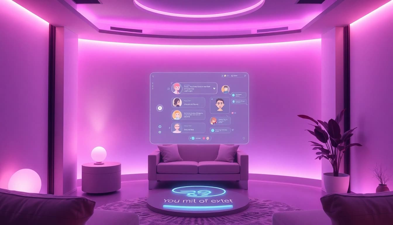 Engaging AI sex chat platform showcasing futuristic chat interactions with avatars.