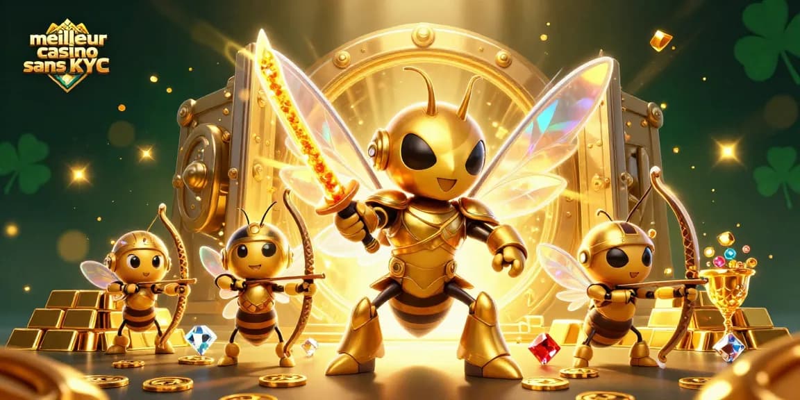 Explorez le meilleur casino sans KYC avec une scène de jeu dynamique et colorée.