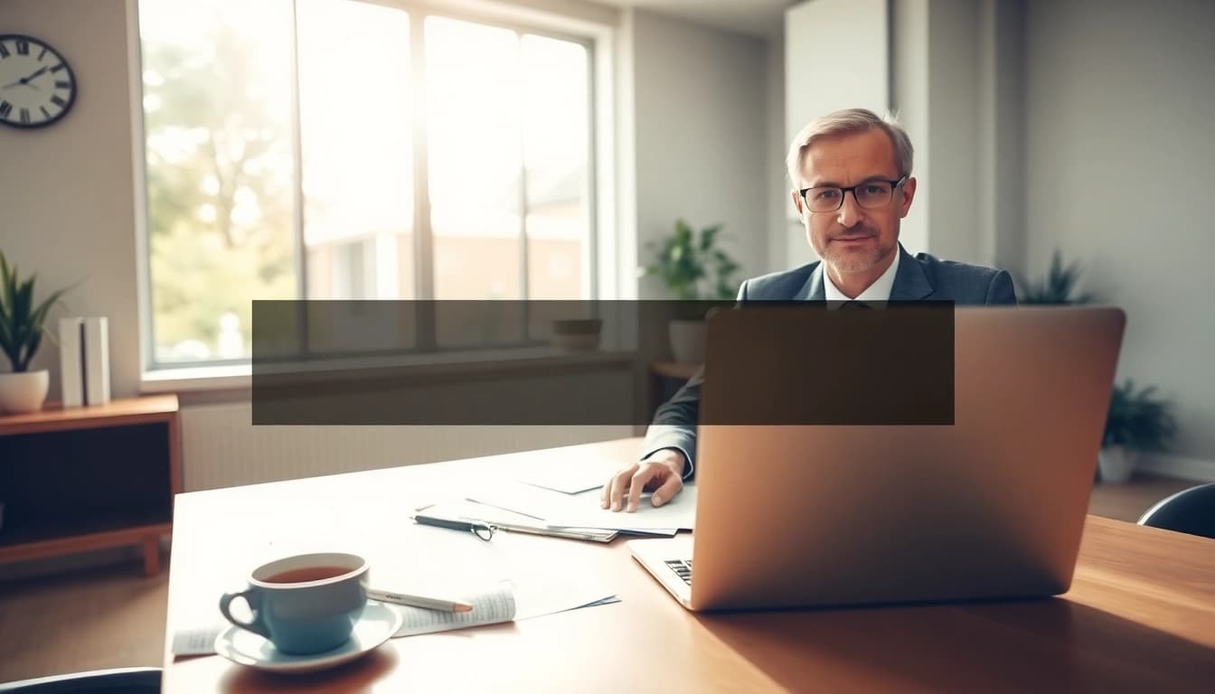 Providing Insurance Claims Help in a professional office setting with supportive elements.