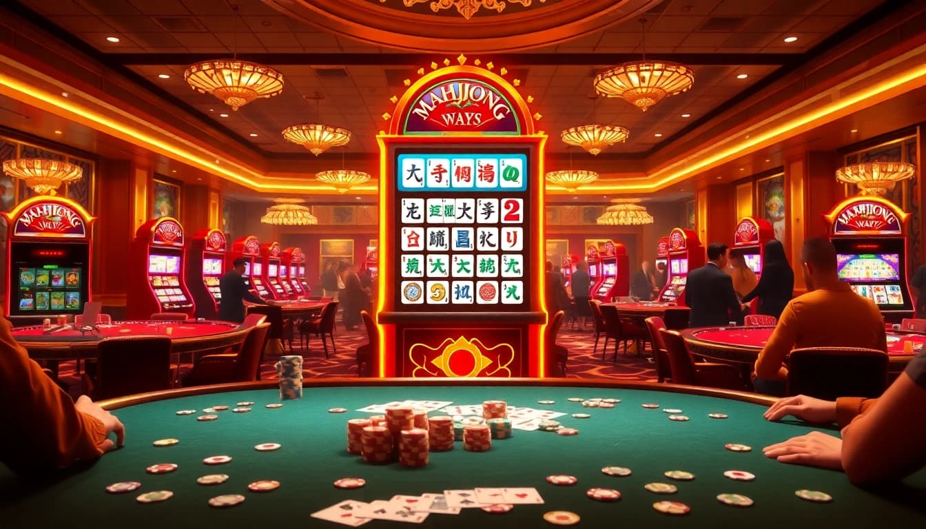Berpartisipasi dalam permainan Mahjong Ways 2 di lingkungan kasino yang hidup dengan elemen mewah.