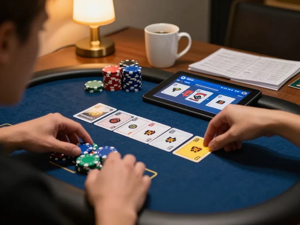Engaging gameplay on the TR88 homepage showcasing an online poker game on a tablet in a cozy setting.