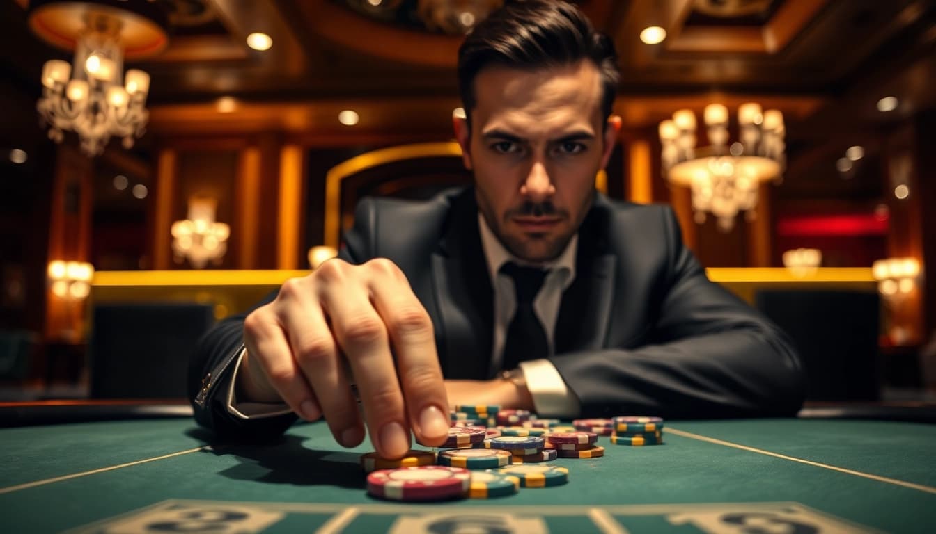 79king places a bet at a poker table, highlighting the excitement of gambling.