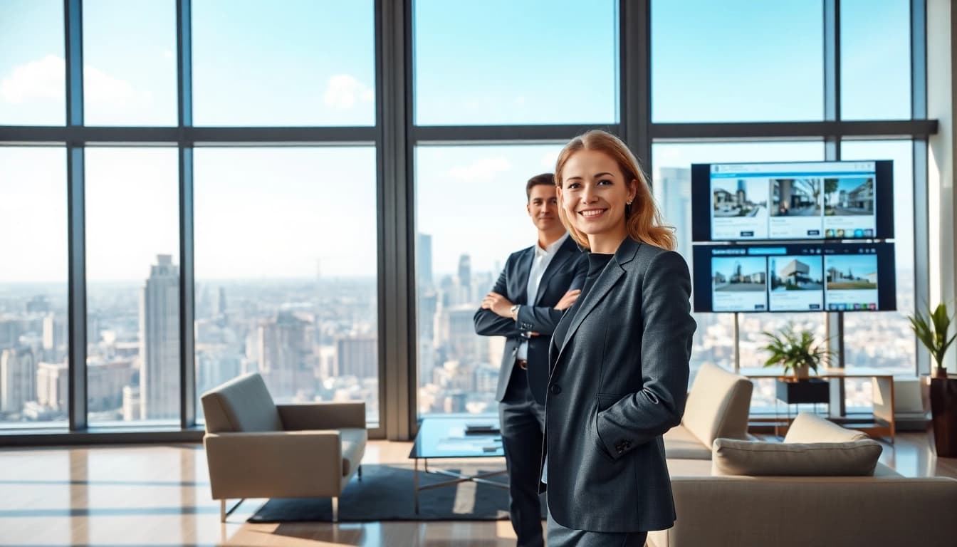 Immobilienberatung auf https://frankfurt-bester-immobilienmakler.de, professioneller Makler im modernen Büro.