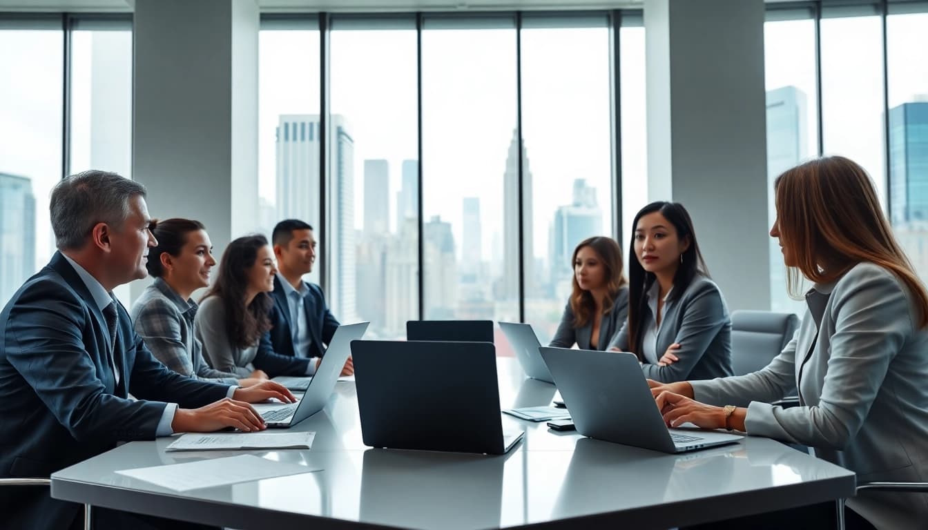Quickplus Business Consultants collaborating in a modern office environment for dynamic solutions.