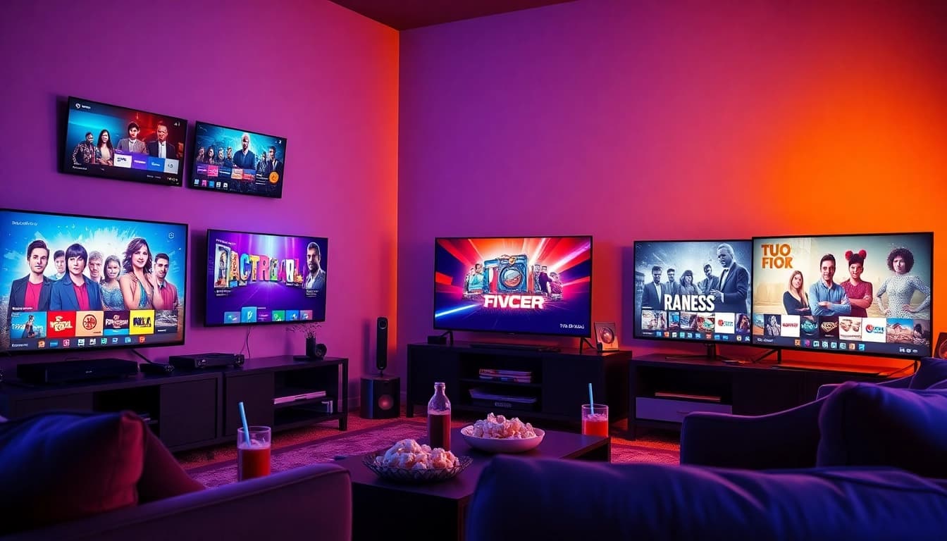 TV88 showcases vibrant TV show streaming in a cozy modern living room.