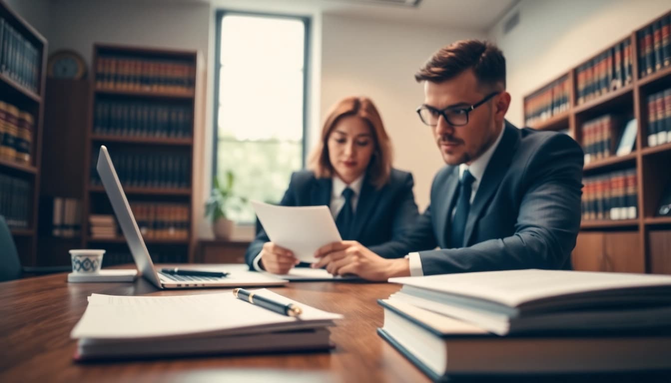 Reviewing legal documents at https://www.lalitlaw.com in a professional office setting.