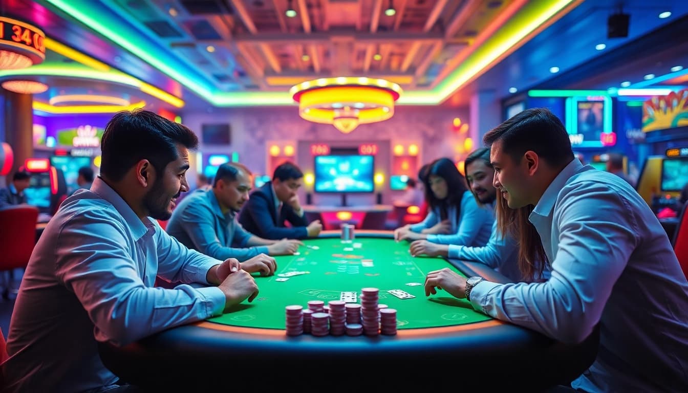 Aksi seru Daftar Domino88 game dengan pemain bersemangat, menunjukkan suasana kompetitif.