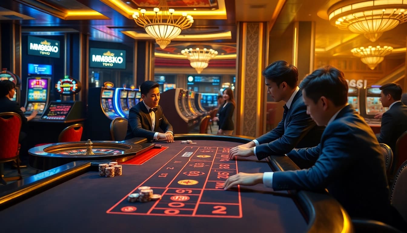 Experience high-stakes gaming at MM88 Tokyo with vibrant casino tables and professional dealers.