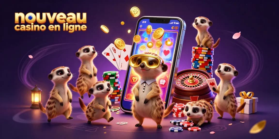 Jouer dans un nouveau casino en ligne avec des meerkats animés et des éléments de jeu captivants.