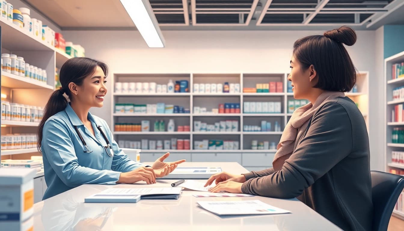 Engaging consultation at an online pharmacy showcasing professional service.