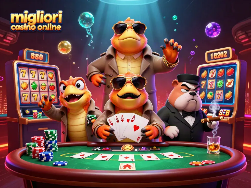 Scopri le migliori casino online con tre raptors in un trench coat che tentano di ingannare l'ingresso a una sala VIP.