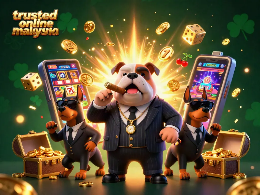 Experience excitement with trusted online casino malaysia as the mafia boss bulldog and his Doberman guards celebrate wins!