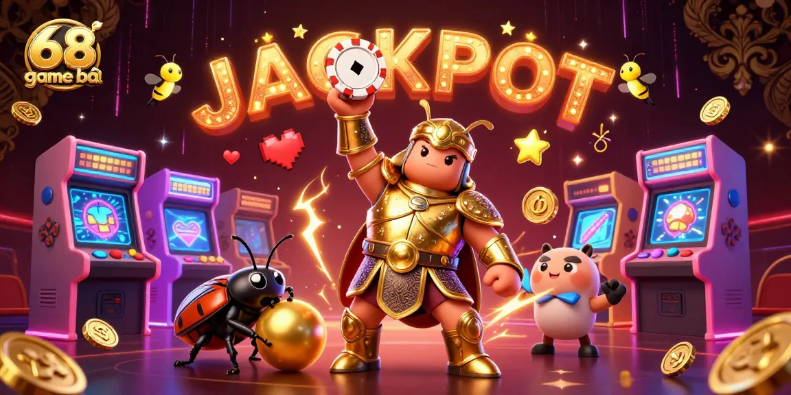 Experience thrilling wins at 68 game bài with a vibrant 3D illustration of gaming excitement.