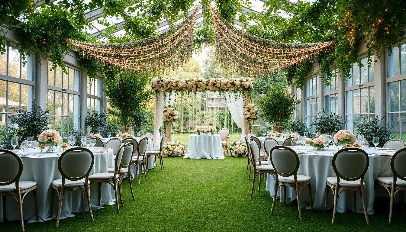 A stunning outdoor Jacksonville Wedding Venue setup featuring romantic decorations and elegant greenery.