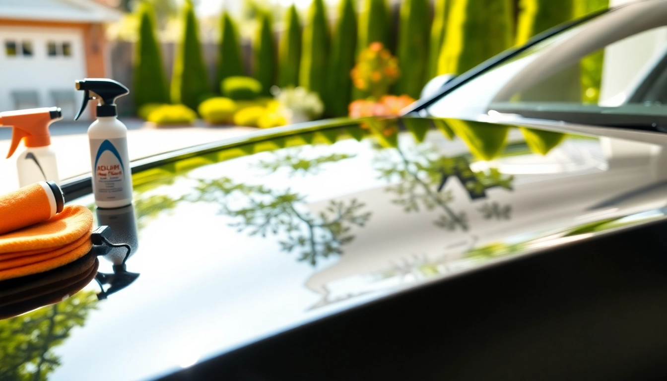 Mobile auto detailing Broward County service showcasing professional detailing tools and a shiny car.