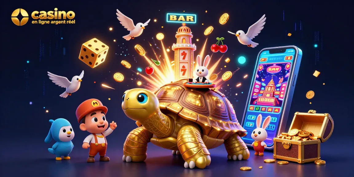 Jouer au casino en ligne argent réel avec une tortue dorée et un croupier sur une table de jeu