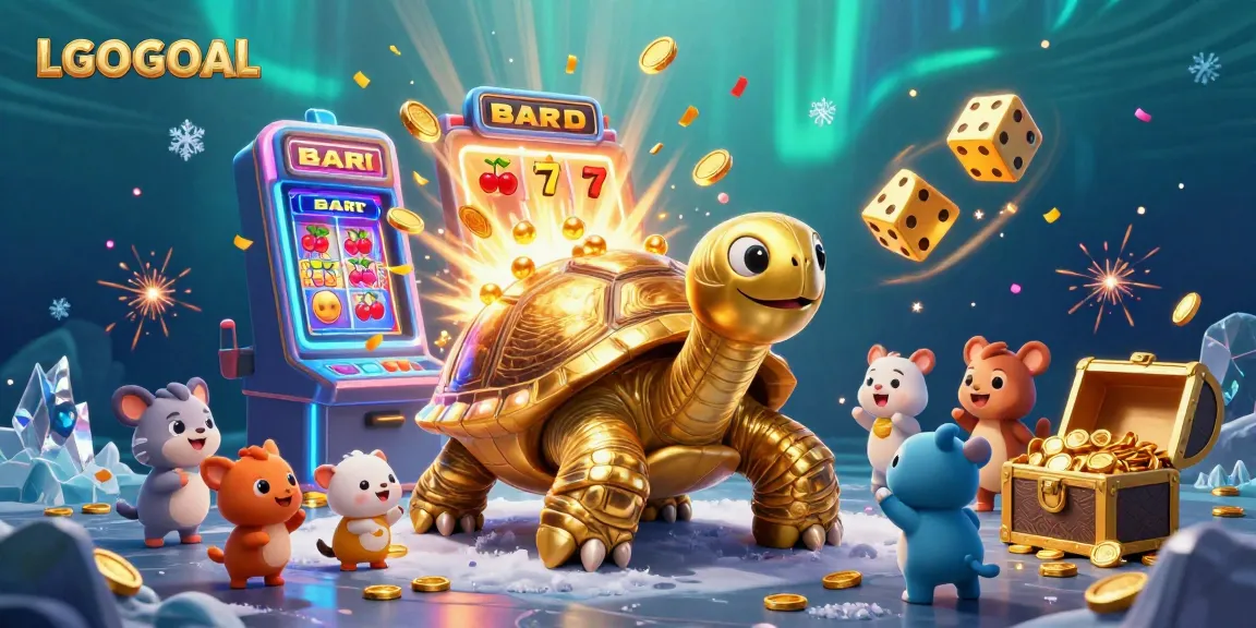 Experience thrilling gaming action with LGOGOAL's vibrant slot machine scene and adorable characters!