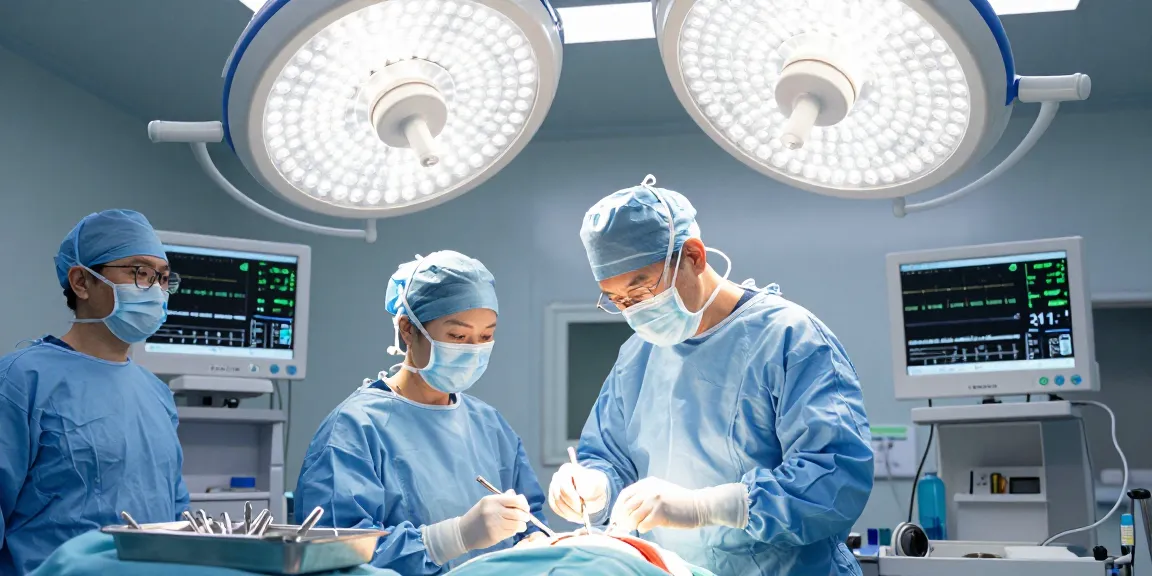 Bel kayması ameliyatı being performed in a high-tech hospital setting, showcasing the surgical environment and teamwork.