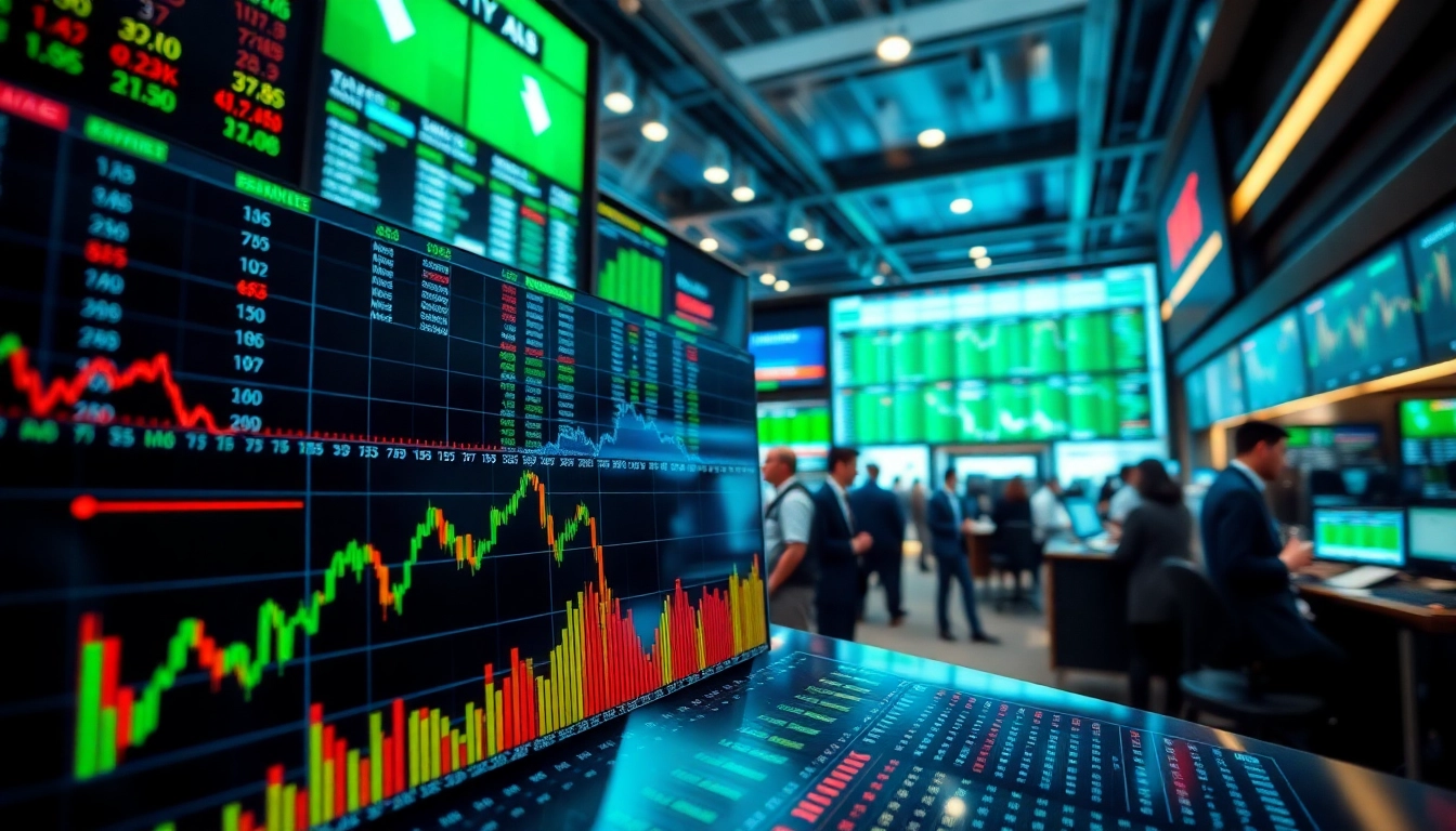 Sway Markets trading analysis with financial charts and active traders in a professional setting.