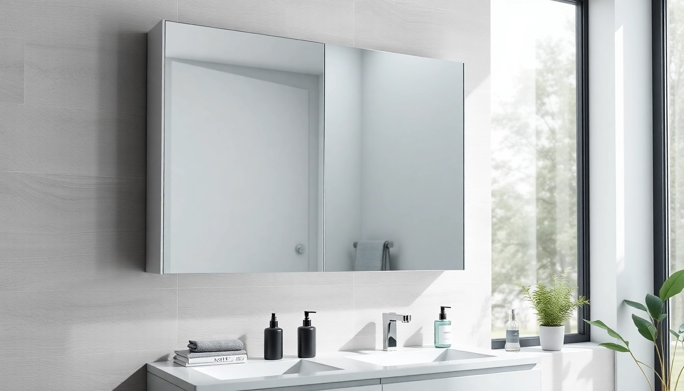 Stylish sonni Spiegelschrank in a bright, modern bathroom with elegant features.