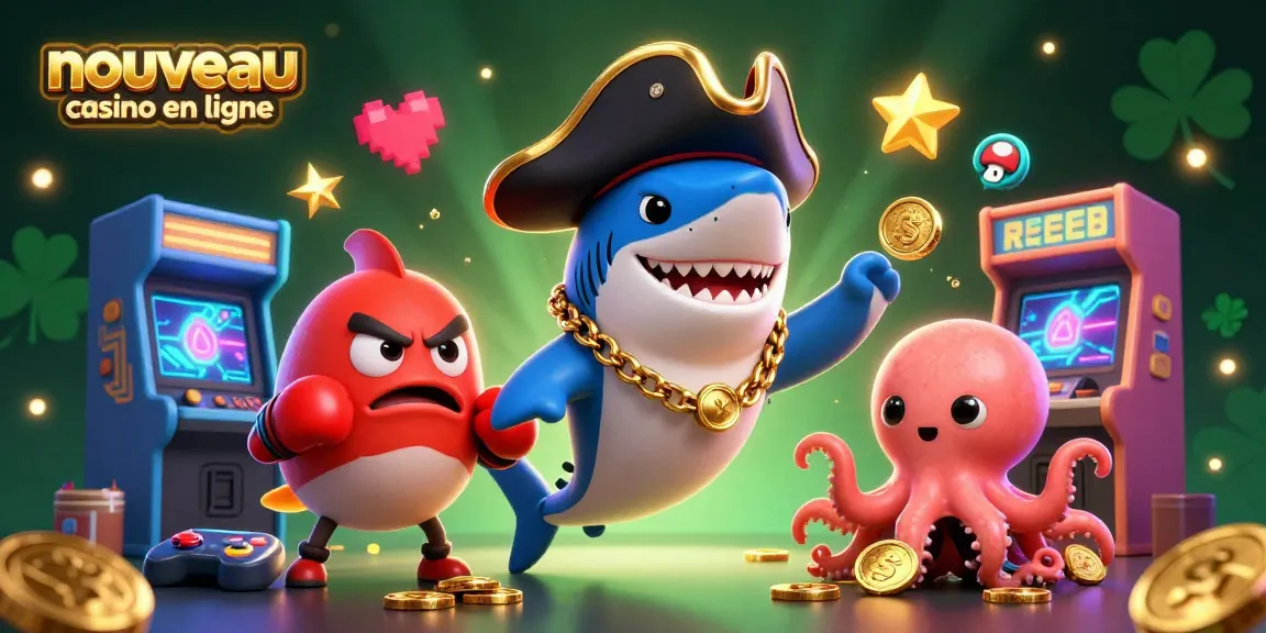 Découvrez un nouveau casino en ligne avec un requin pirate et d'autres personnages amusants.