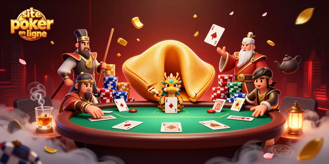 Jouer sur un site de poker en ligne avec une scène dynamique comprenant des cartes et des jetons