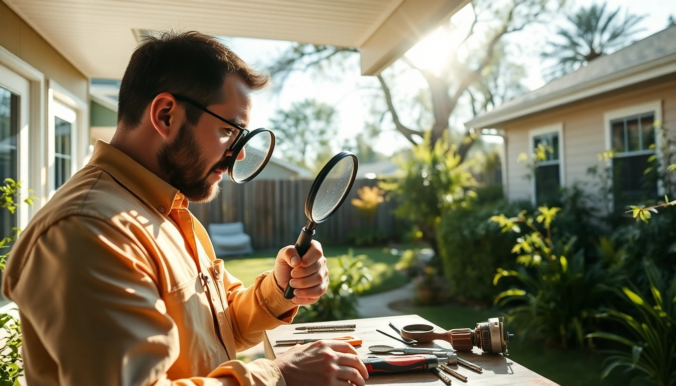 Book insect inspection with a professional examining a home for pests, showcasing expertise.