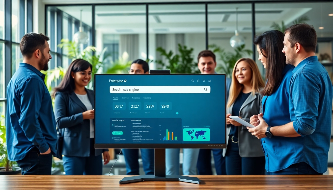 Enhance collaboration with a dynamic enterprise search engine interface in a modern workspace.