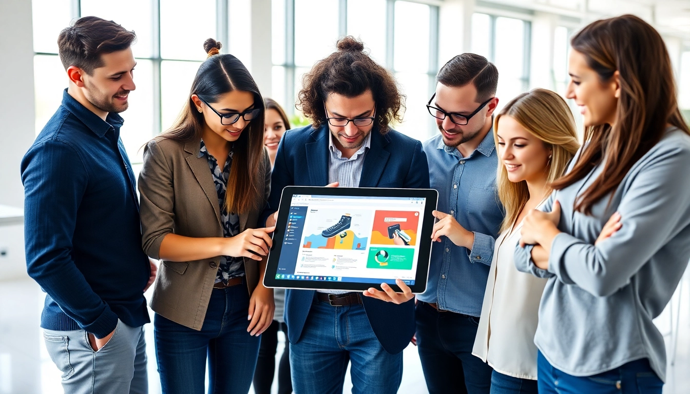 Webdesign-Team bei der kreativen Zusammenarbeit zur Erstellung innovativer Designs.