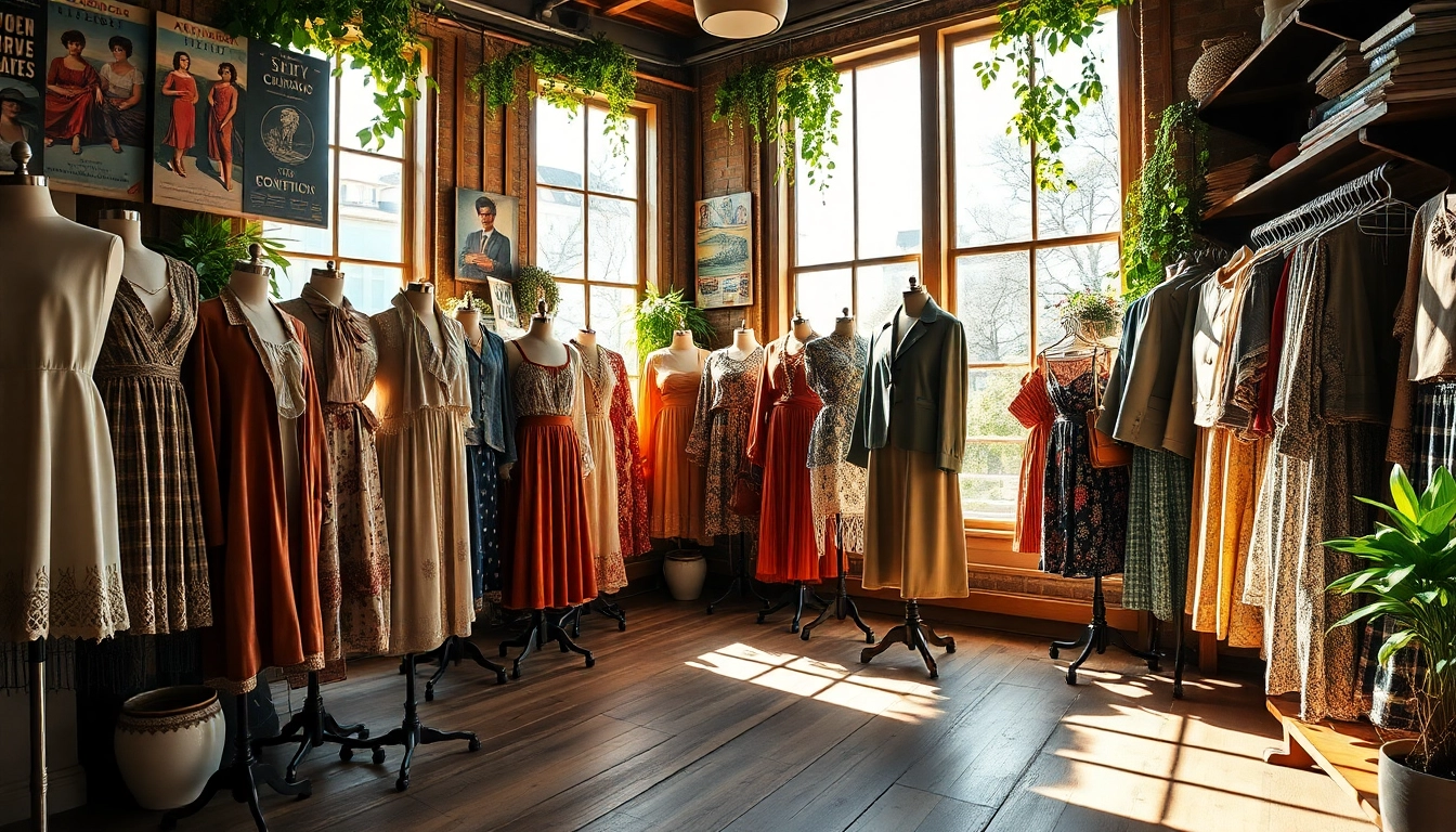 Shop for unique vintage clothing Copenhagen in a charming boutique setup.