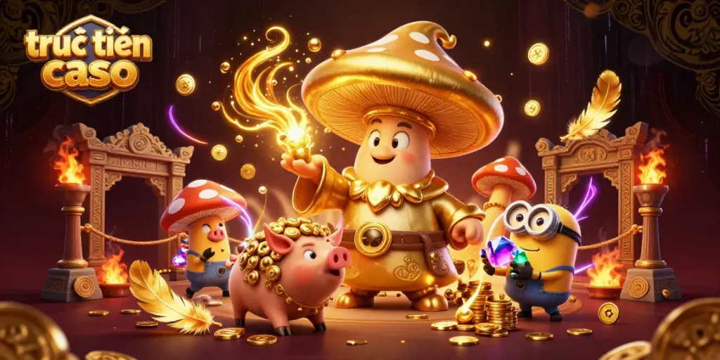 Chiến thắng tại trực tuyến casino với hình ảnh bùa may mắn và kho báu lấp lánh.