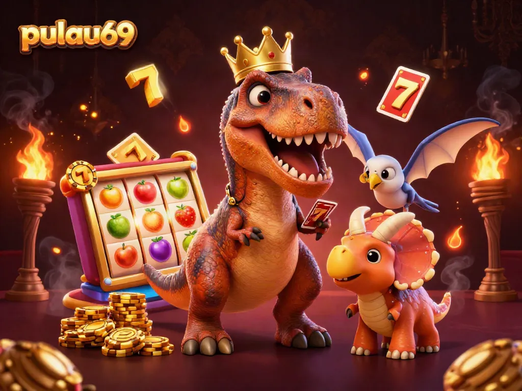 Play exciting slot games at pulau69 with thrilling 3D T-Rex and friends.
