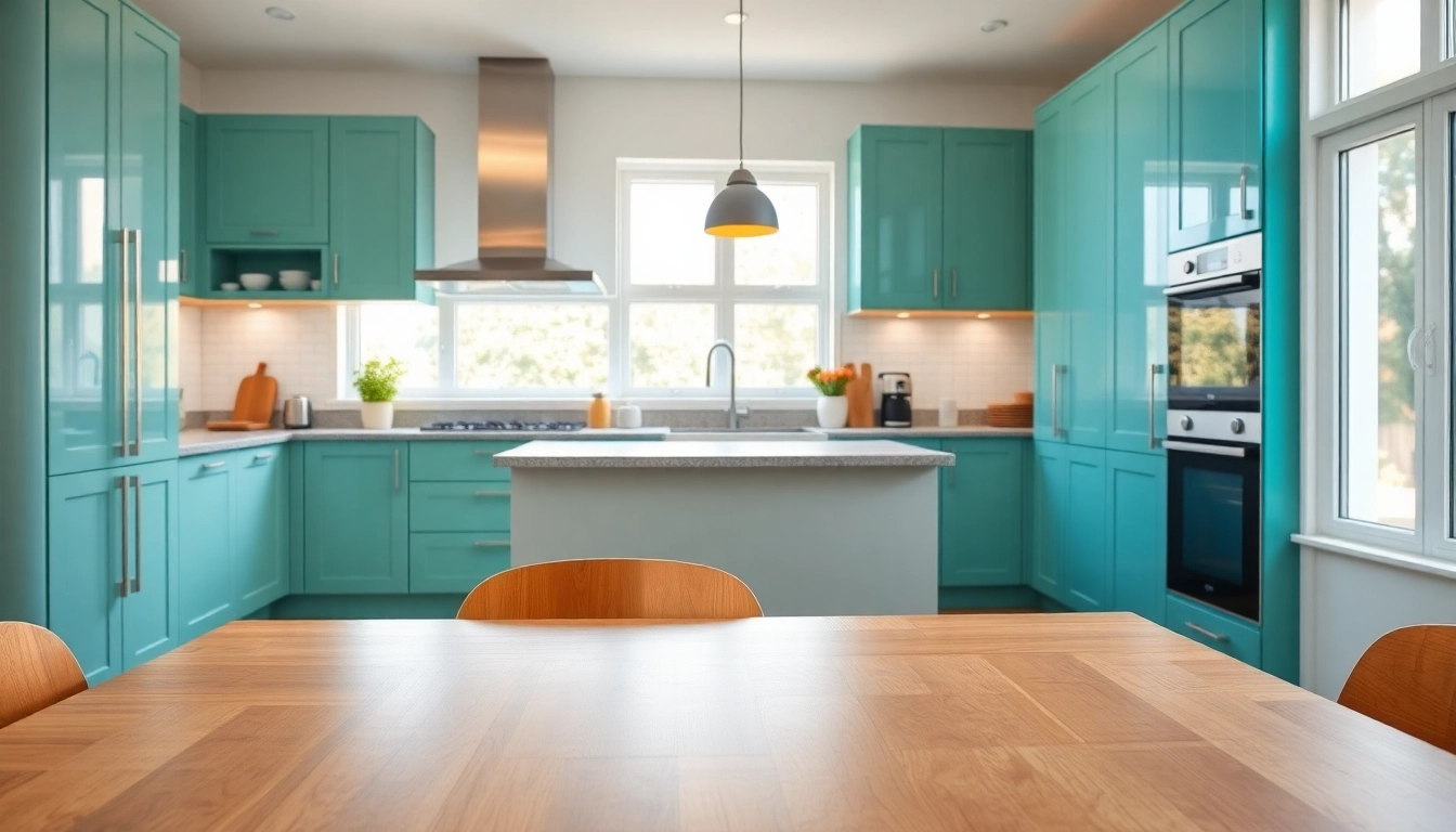 Stunning cabinet refacing Clearwater FL showcased in a modern kitchen with vibrant colors.