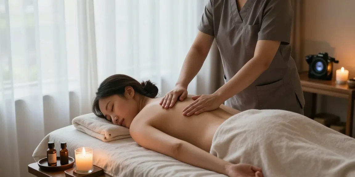 운서출장마사지 전문 마사지 치료사가 고객에게 편안한 마사지 제공하는 장면