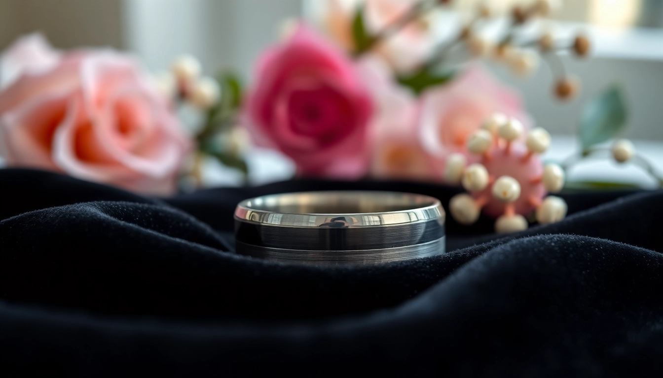 Showcase of gunmetal wedding bands for men featuring sleek designs and modern aesthetics.