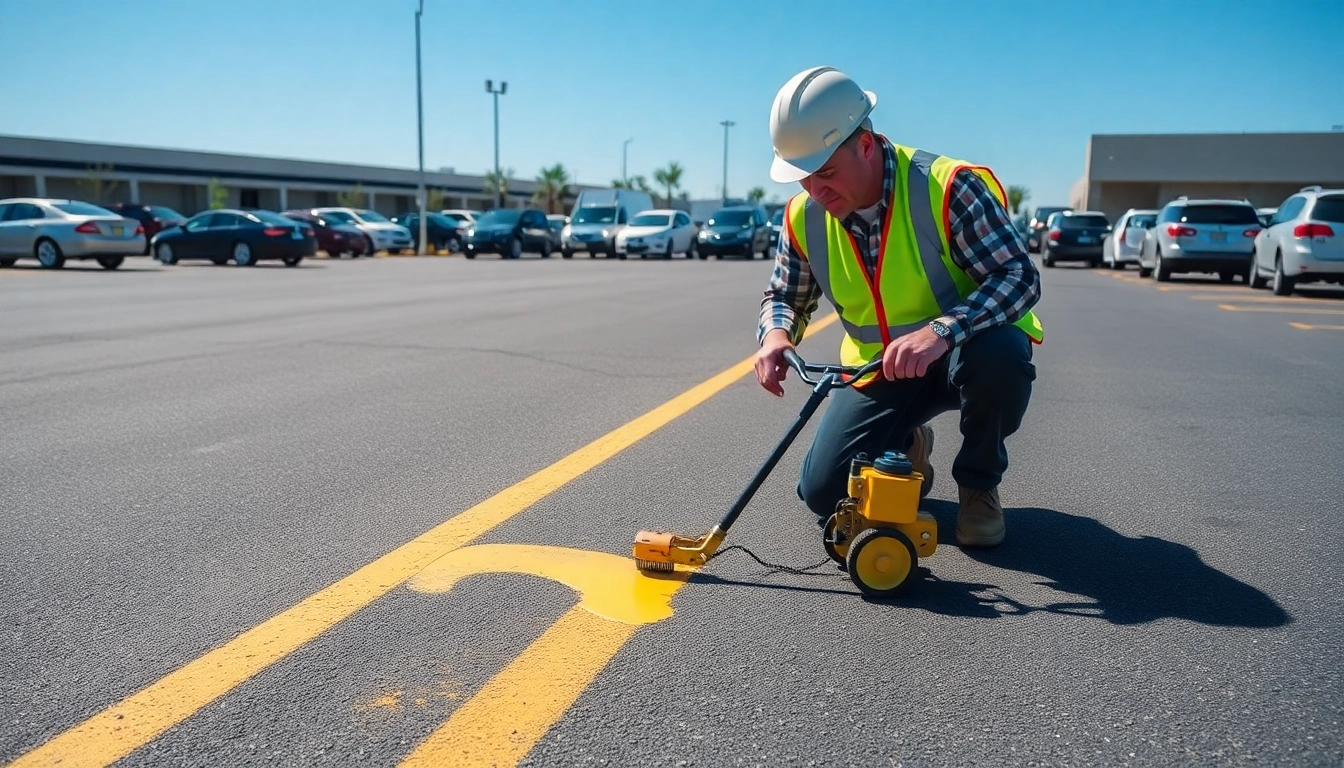 Parking lot striping Airport Road Jackson MS showcases professional striping service with precision.