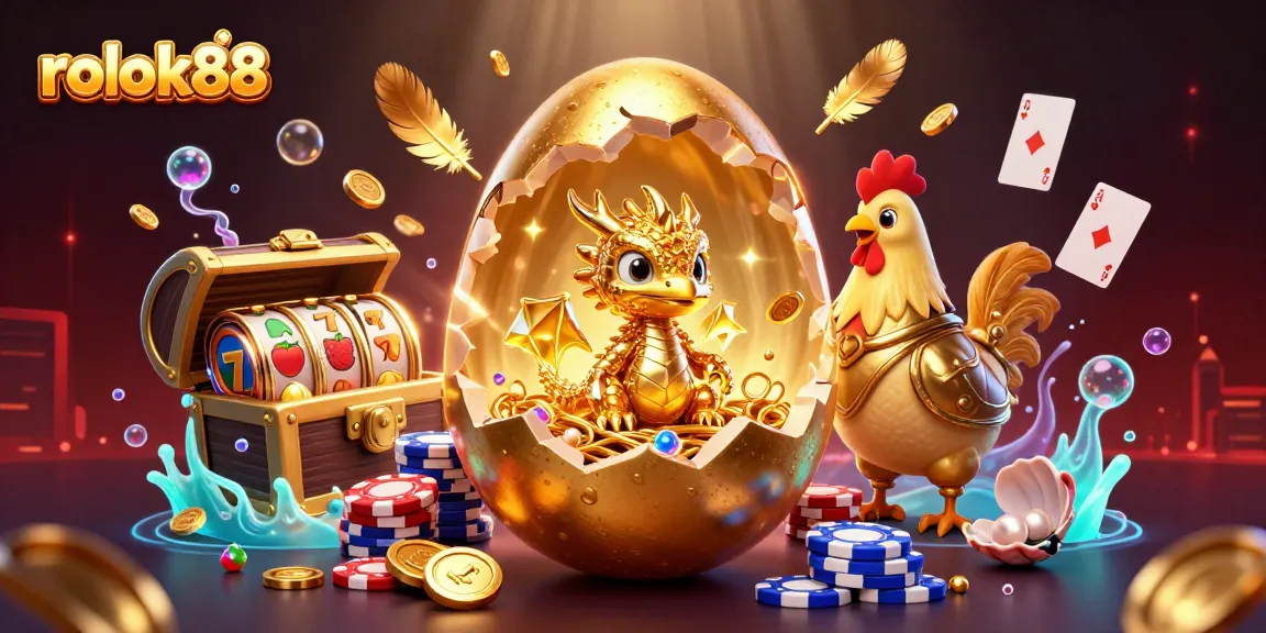 Experience the excitement of winning with rokok88's vibrant casino-themed illustration featuring golden dragon and poker chips.