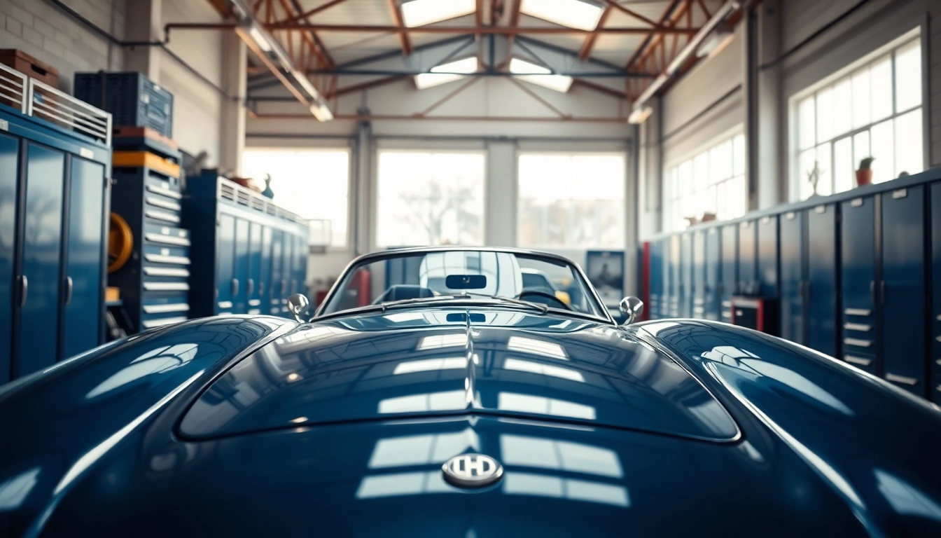 Experience classic car storage with a sleek vintage car featured in an upscale facility.