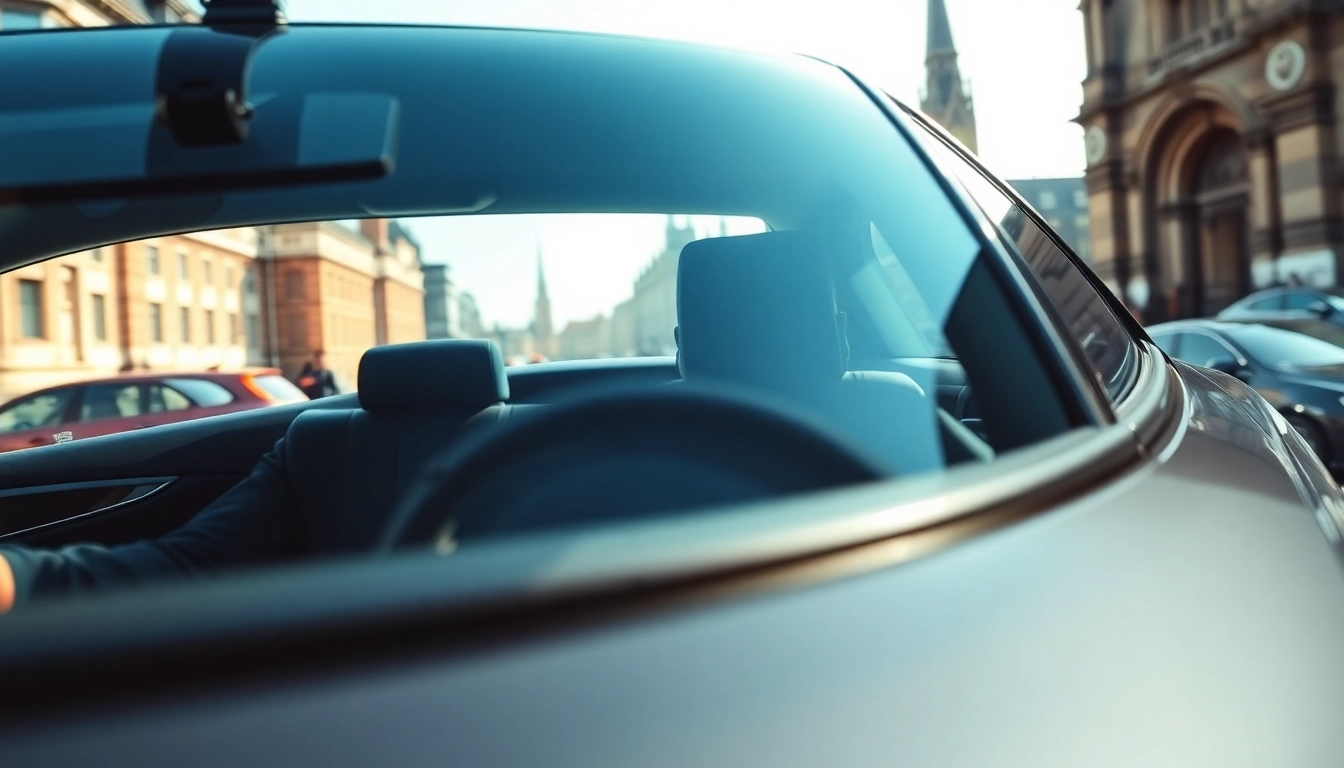 Chauffeur Nottingham service featuring luxurious vehicles in an elegant city backdrop.