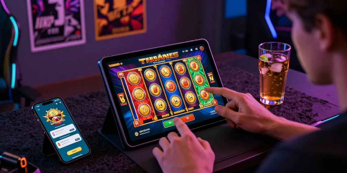 Engaging scene of apk slot game on tablet, showcasing vibrant graphics and user interaction