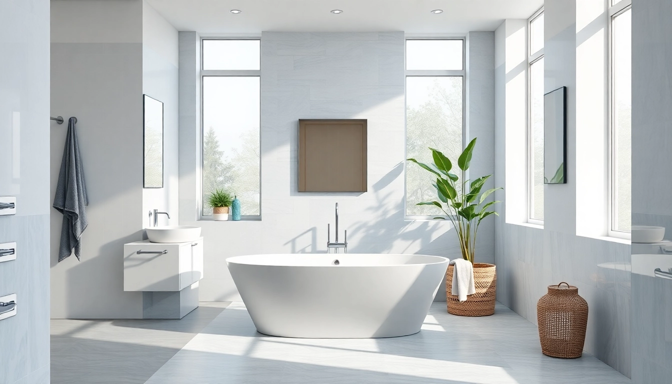 Stunning bathroom remodel near me showcasing elegant design and modern features.