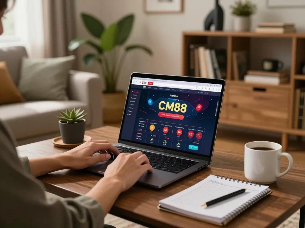 Engaging with the CM88 homepage for online betting in a cozy home environment